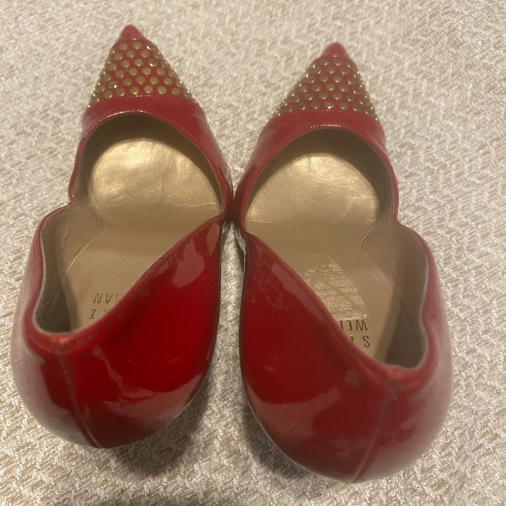 Stuart Weitzman Pointy Closed Toe Pumps With Gold… - image 3